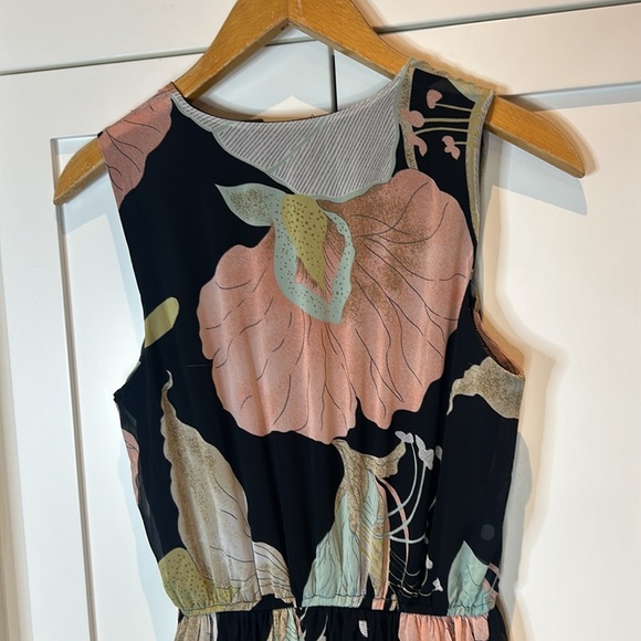 Lulus Wondrous Water Lilies Chiffon Floral Print Sleeveless Maxi High Slit Dress - Picture 10 of 17